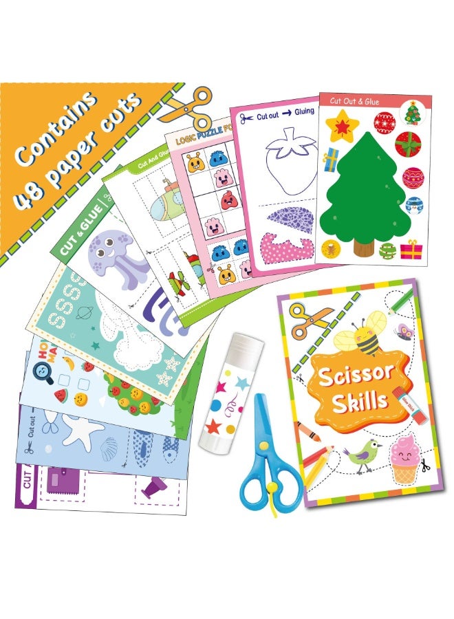 كابسترو كتاب قص الورق للأطفال مع مقص آمن وعصا غراء - كتاب أنشطة إبداعية للقص اليدوي للأطفال | نشاط حرفي تعليمي مبكر لتنمية المهارات الحركية الدقيقة للأطفال من سن 4 إلى 6 سنوات - Image 2